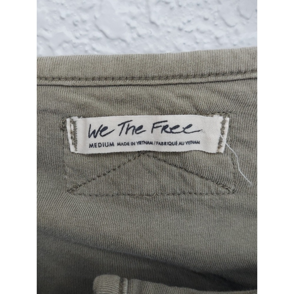 We the Free People Cropped Top Womens Medium Olive Green Tie Boho Relaxed - Picture 3 of 10